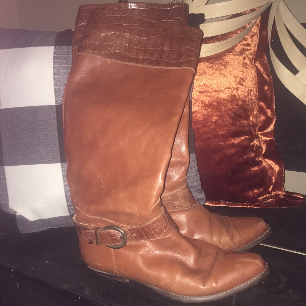 {VINTAGE} Italian Leather Knee Boots 38